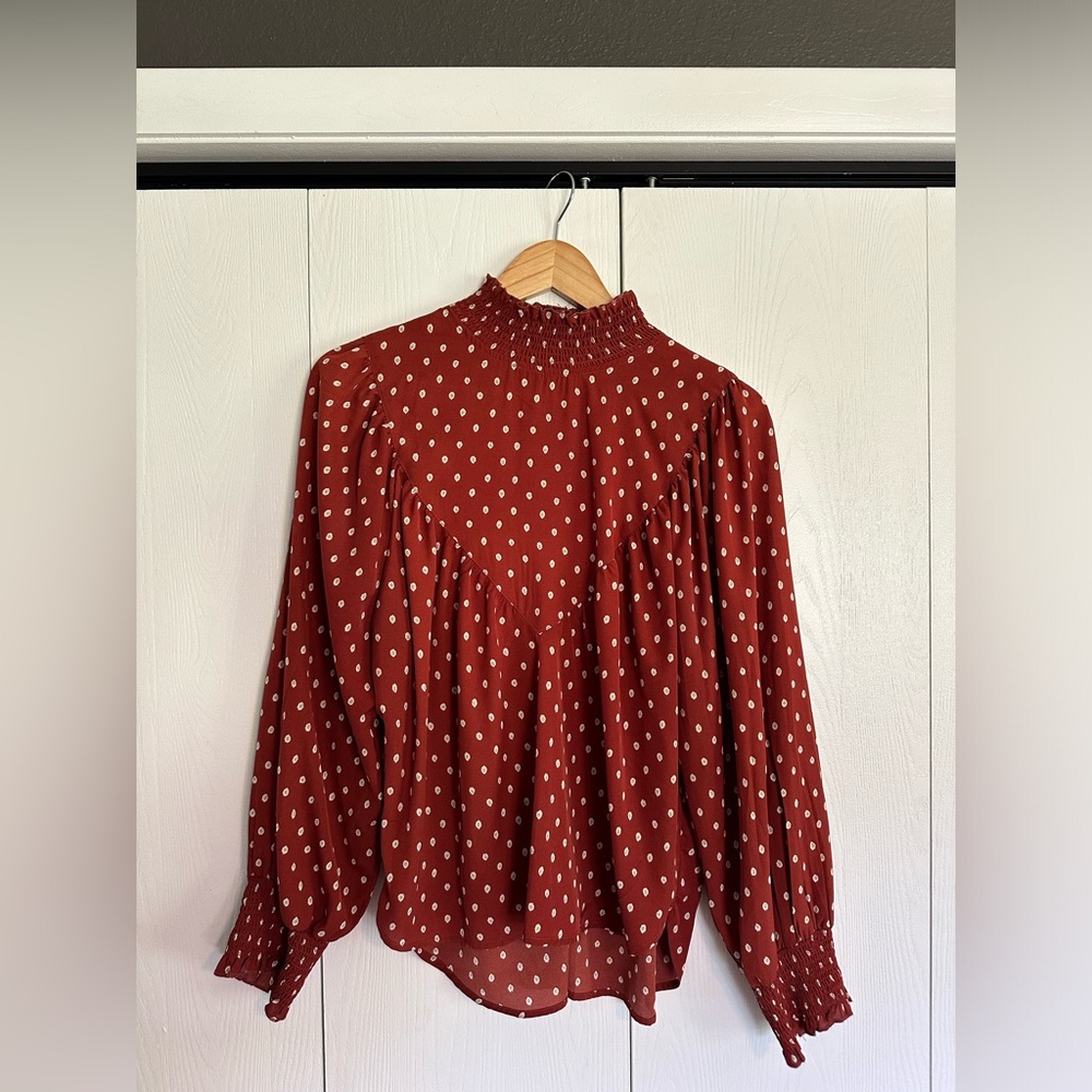 Roolee Rust Polka Dot High Neck Women's Top